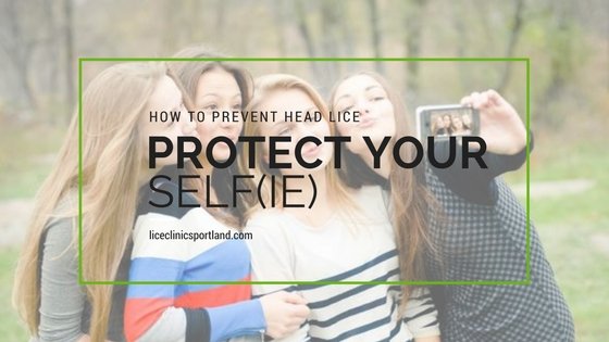 teens posing for a selfie at risk of spreading lice. 